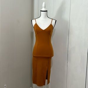 Elegant Tan Sleeveless Dress